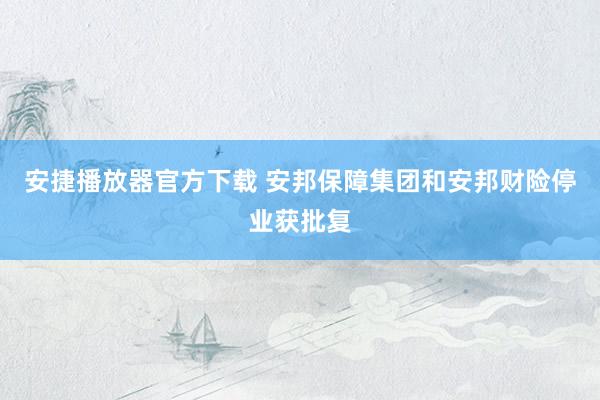 安捷播放器官方下载 安邦保障集团和安邦财险停业获批复