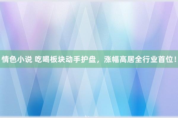 情色小说 吃喝板块动手护盘，涨幅高居全行业首位！