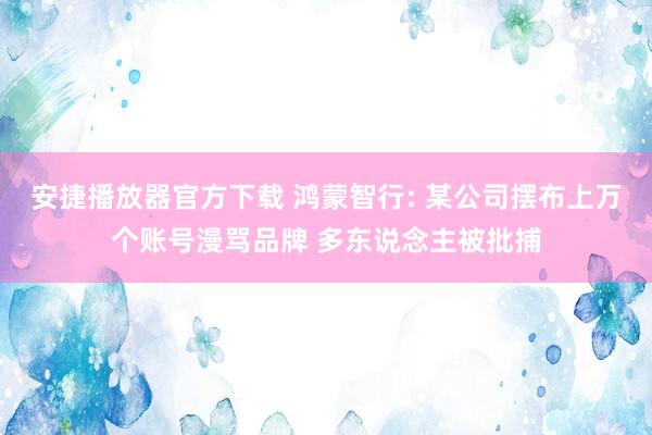 安捷播放器官方下载 鸿蒙智行: 某公司摆布上万个账号漫骂品牌 多东说念主被批捕