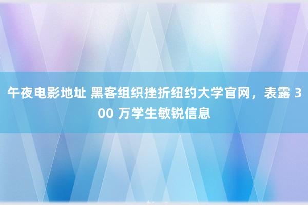 午夜电影地址 黑客组织挫折纽约大学官网，表露 300 万学生敏锐信息